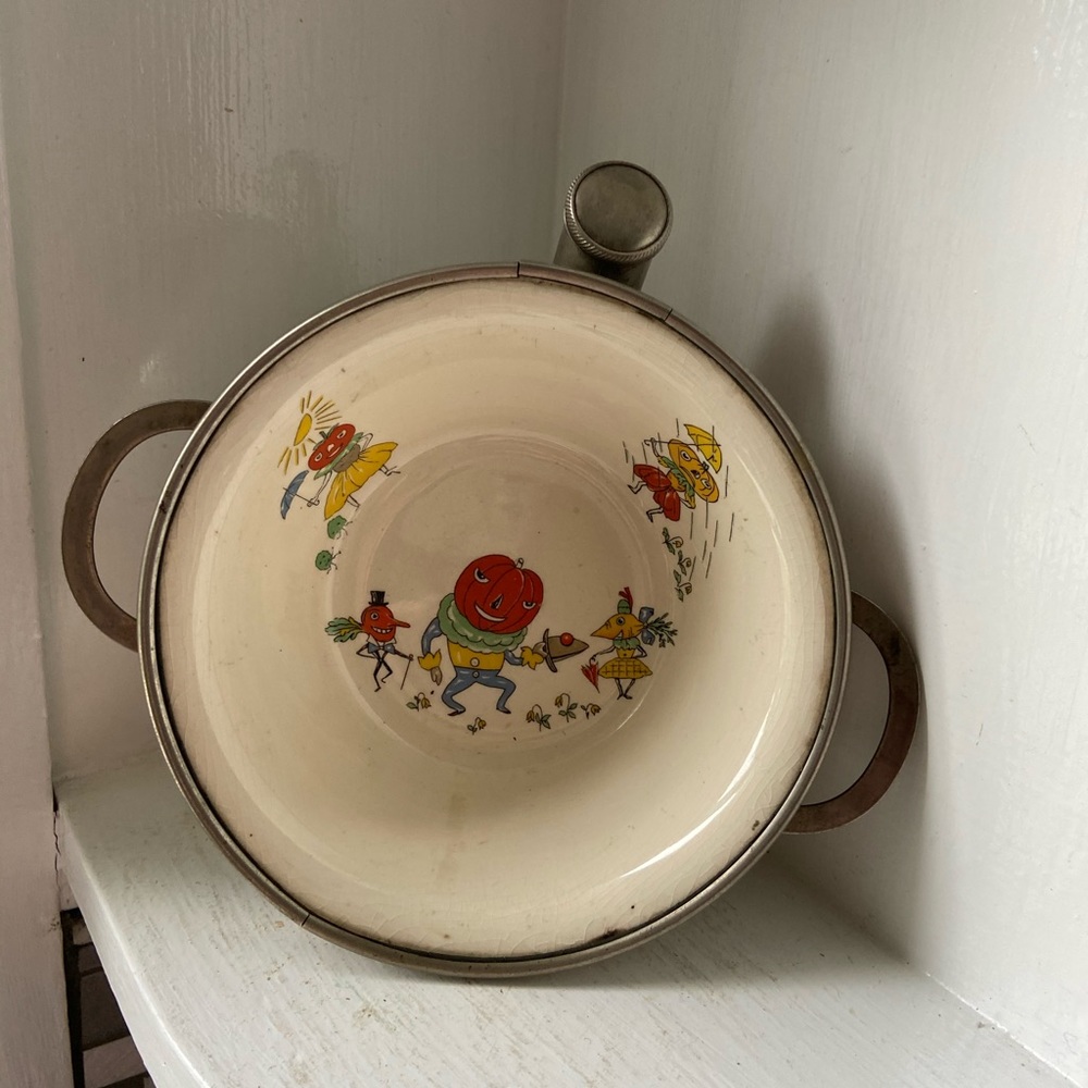 Vintage Child’s Warming Bowl Pumpkins